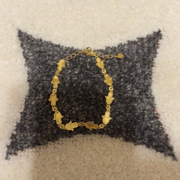 Hamsa Hand Multi Color Gold Plated Bracelet - Picture 2 of 2